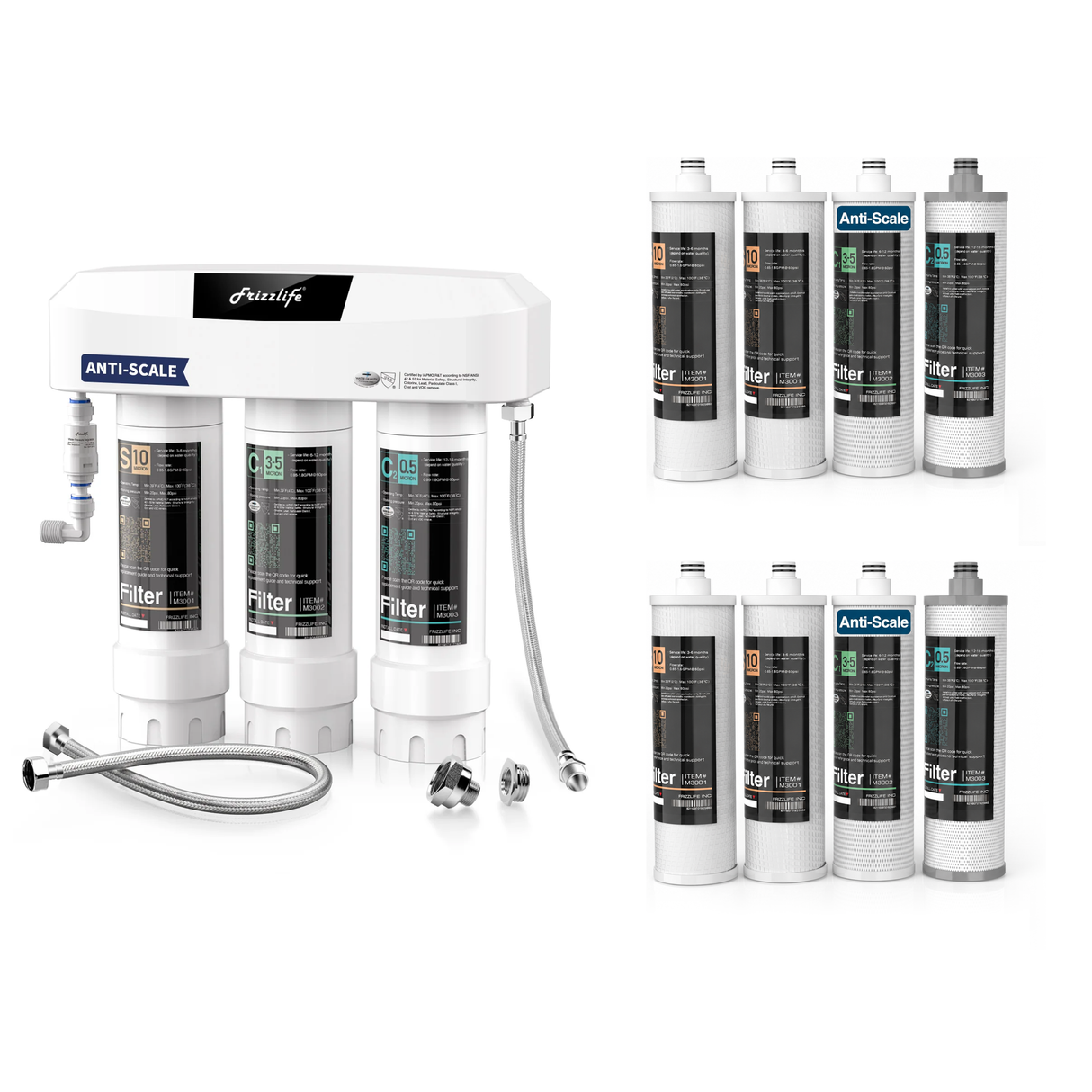 Frizzlife SK99-SCALE Untertisch Wasserfilter inklusive Zwei Jahre Ersatzfilter Kombination