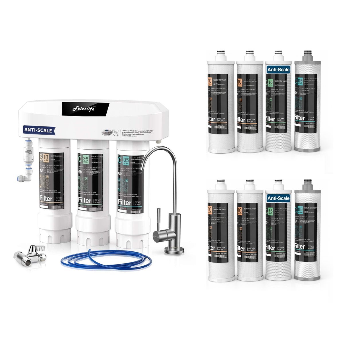 Frizzlife SP99-SCALE Untertisch Wasserfilter inklusive Zwei Jahre Ersatzfilter Kombination
