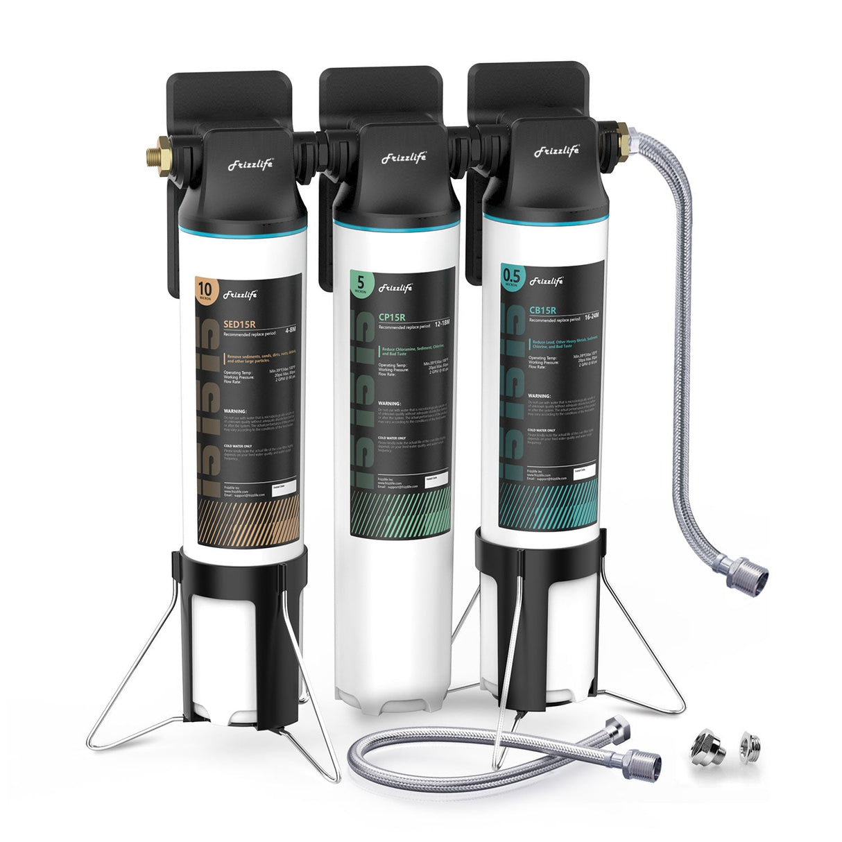 Frizzlife TW15 Under Sink Water Filter System, NSF/ANSI 53&42 Certified Elements, Reduce 99.99% Lead, Chlorine, Chloramine, Fluoride, Bad Taste & Odor
